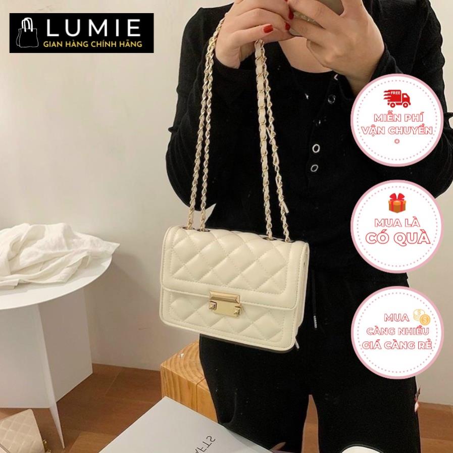 Túi xách nữ đeo chéo, đeo vai da trơn hình gân đi chơi, đi học, da đẹp, thời trang cao cấp Lumie size 22cm LB170