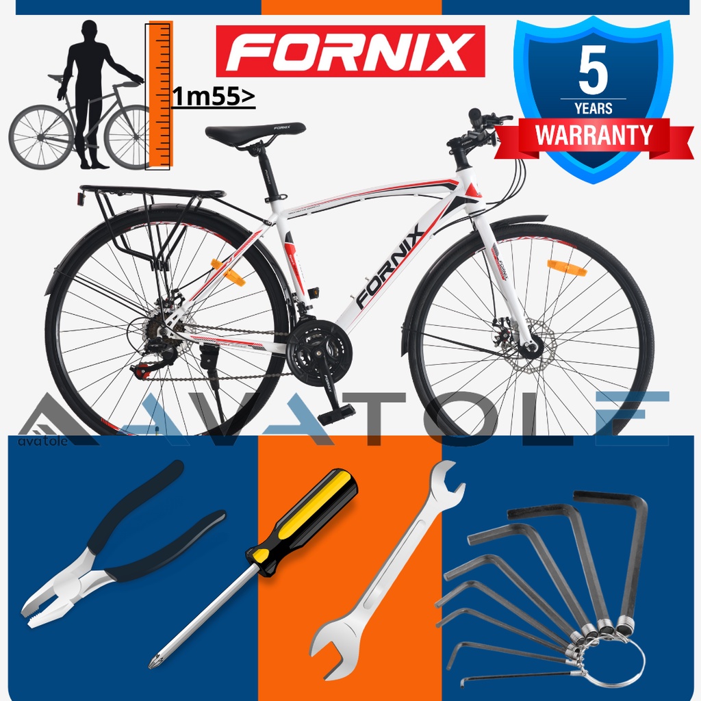 Xe đạp touring Fornix FR307, Khung sườn hợp kim thép, Bộ truyền động 21 tốc độ, Trang bị BAGA và VÈ, Màu đỏ trắng