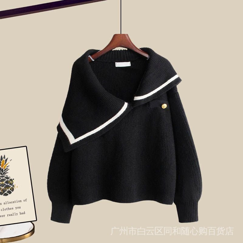 Bộ Áo Sweater Dáng Ôm Phối Chân Váy Dù Dài Thời Trang Mùa Đông 2022 Plus Size Cho Nữ