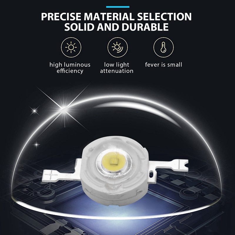 50 Đèn Led Diode Năng Lượng Cao 1W 1 Watt Chip 3V-3.4V