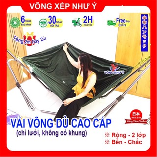 Vải võng dù 2 lớp cỡ đại cao cấp rộng thoáng, võng xếp vải dù lính mỹ người lớn đầy phong cách có tặng kèm 2m dây dù