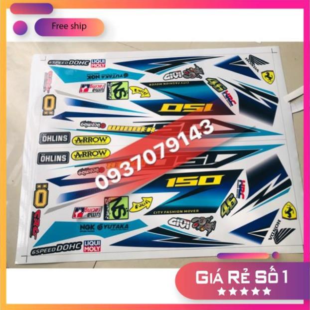 FREE SHIP + QUÀ TẶNG Tem rời xe winner dán xe trắng Tem