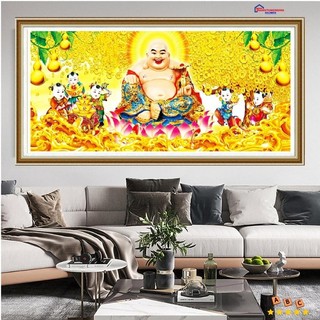 Tranh đính đá - tranh thêu chữ thập phật di lạc