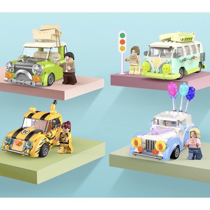 Đồ chơi lắp ráp Legogi CÁC MẪU XE Jaki dễ thương mô hình trang trí bàn học trưng bày phòng quà tặng sinh nhật