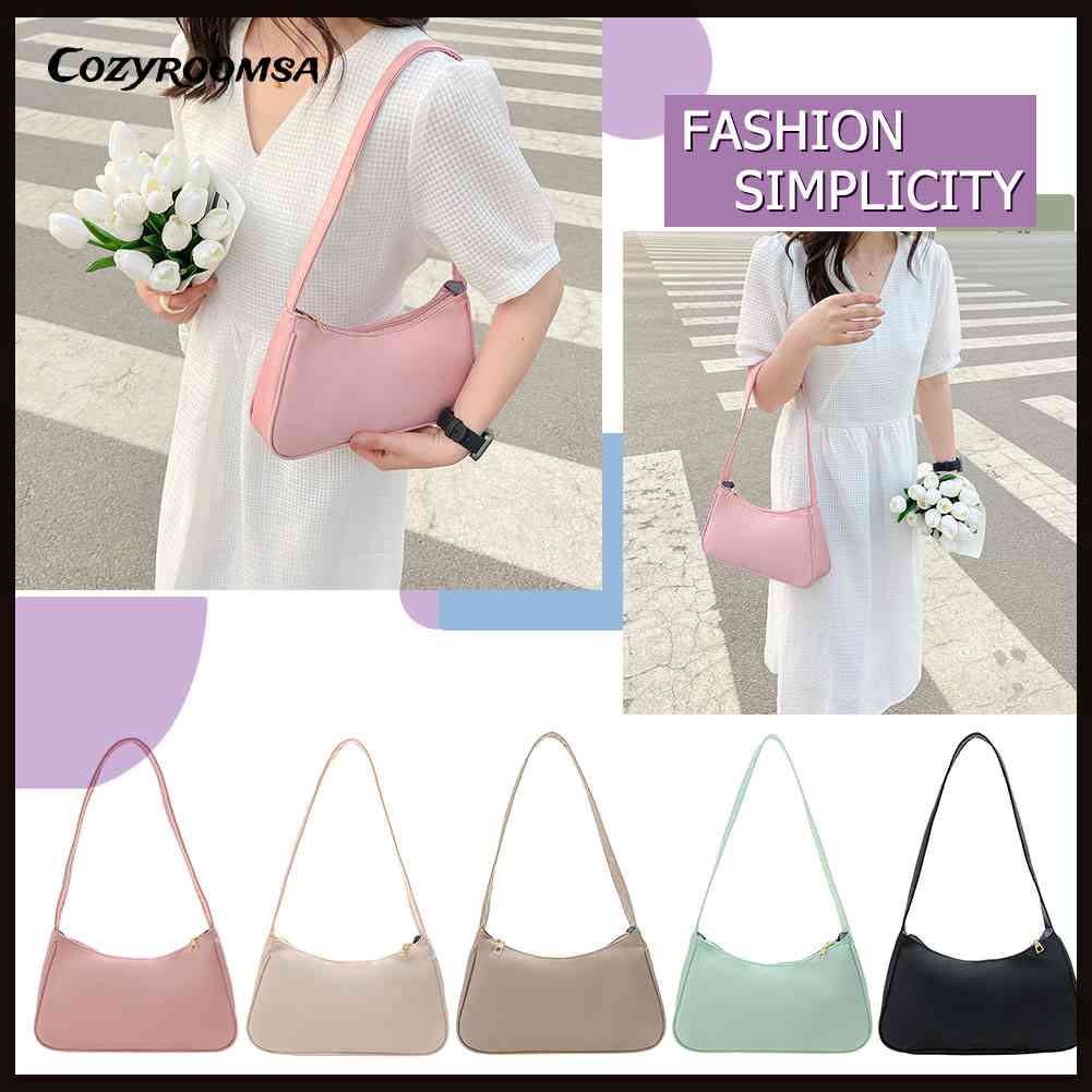 Túi Xách Đeo Vai / Kẹp Nách Chất Liệu Nylon Màu Trơn Thời Trang Cho Nữ