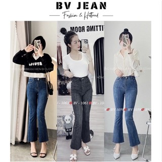 Quần jean ống loe trơn 3 màu co giãn bv jean quần loe trơn cạp lưng cao