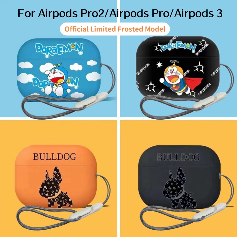Vỏ Bảo Vệ Hộp Sạc Tai Nghe Airpods Pro 2nd Không Dây Họa Tiết Hoạt Hình Doremon Dễ Thương Kèm Dây Đeo Tiện