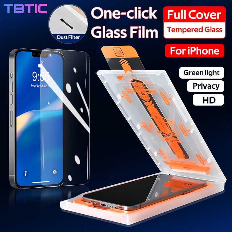 Kính cường lực TBTIC HD bảo vệ màn hình chống ánh sáng xanh thích hợp cho iPhone 14 Plus 13 12 Pro Max Mini