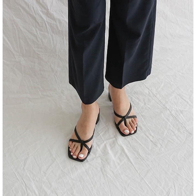 Guốc nữ cao gót đế vuông quai dây gót cao 5 phân bigsize xinh xắn G004