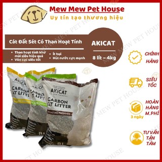 Cát vệ sinh cho mèo bentonite hút mùi hiệu quả akicat 8l, meeko 6l mùi ngẫu nhiên