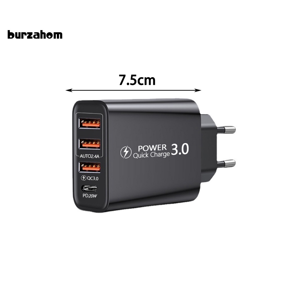 Bộ Chia 3 Cổng Sạc USB Và Type-C Phích Cắm EU Đa Năng Cho Điện Thoại