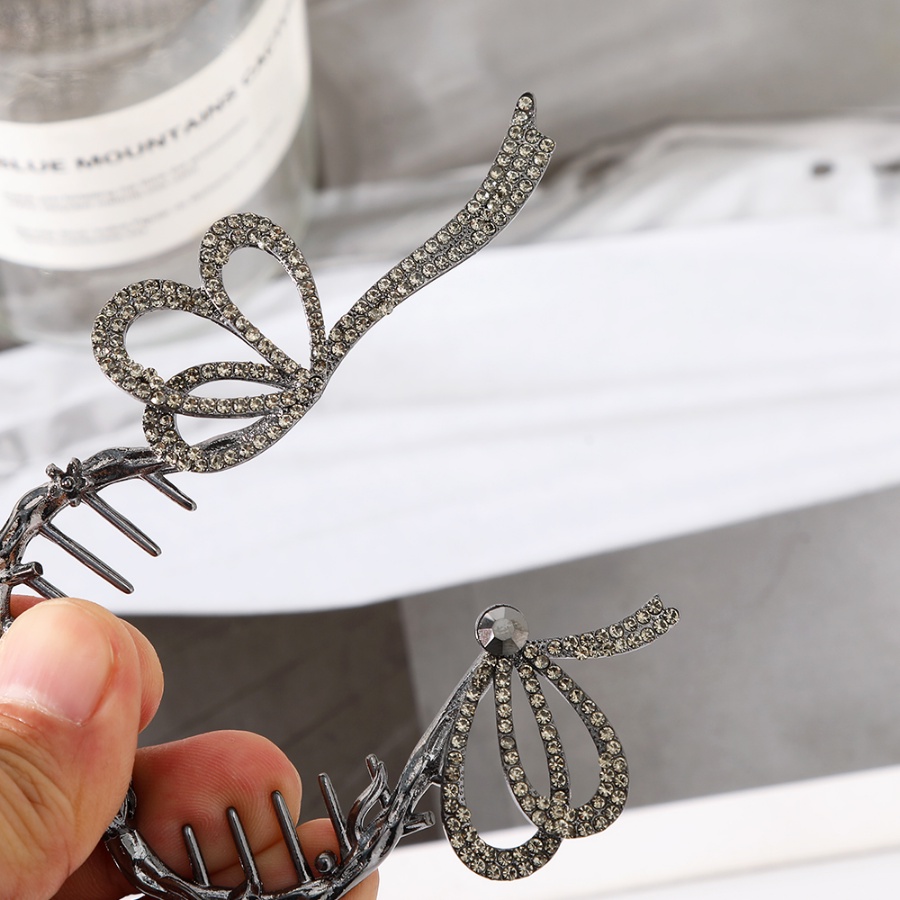 Kẹp Tóc Nơ Kim Loại Đính Đá Pha Lê 10cm Phong Cách Hàn Quốc