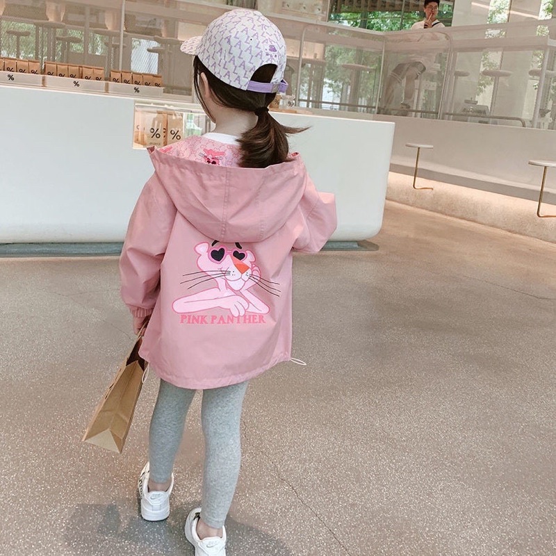 Áo gió báo hồng mặc 2 mặt cho bé gái