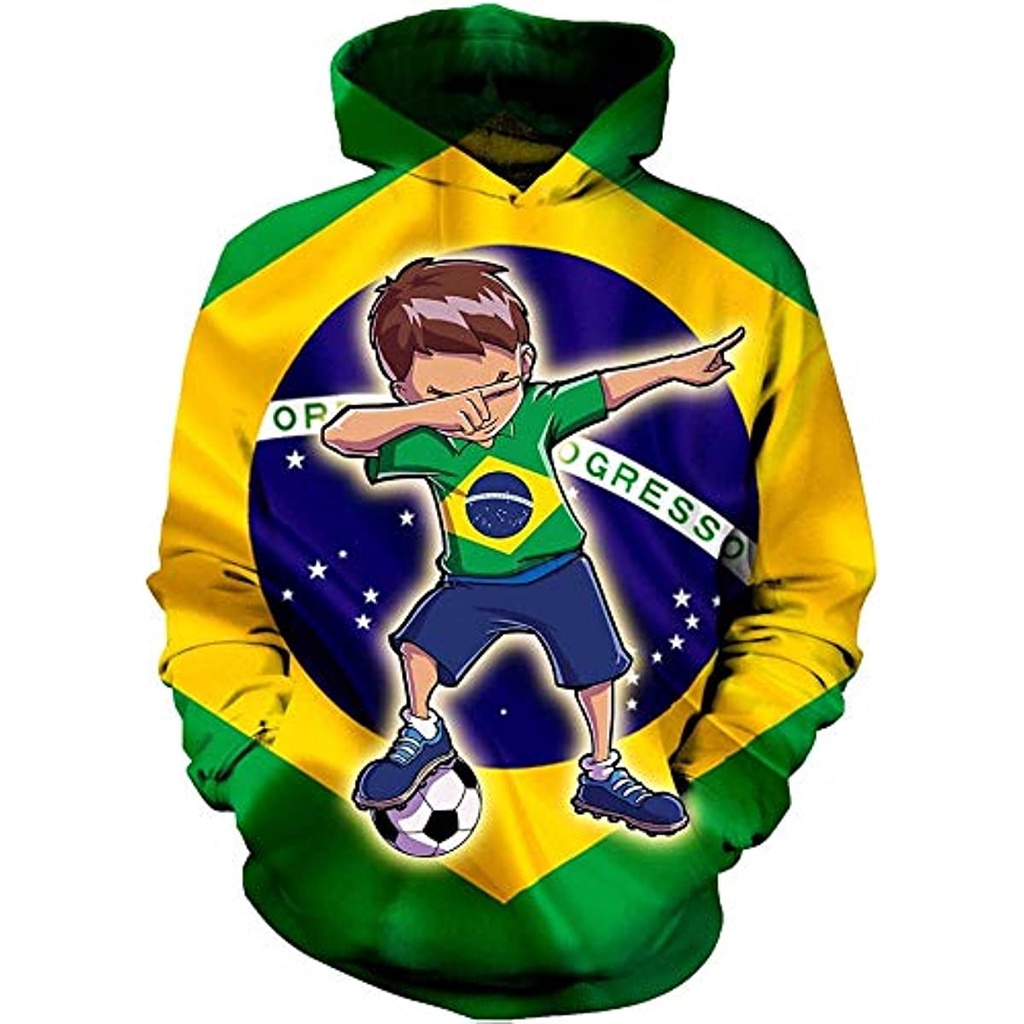 Áo Khoác Hoodie Chui Đầu Có Khóa Kéo In Hình Trái Bóng Đá 3D Tùy Chỉnh Cho Nam Và Nữ