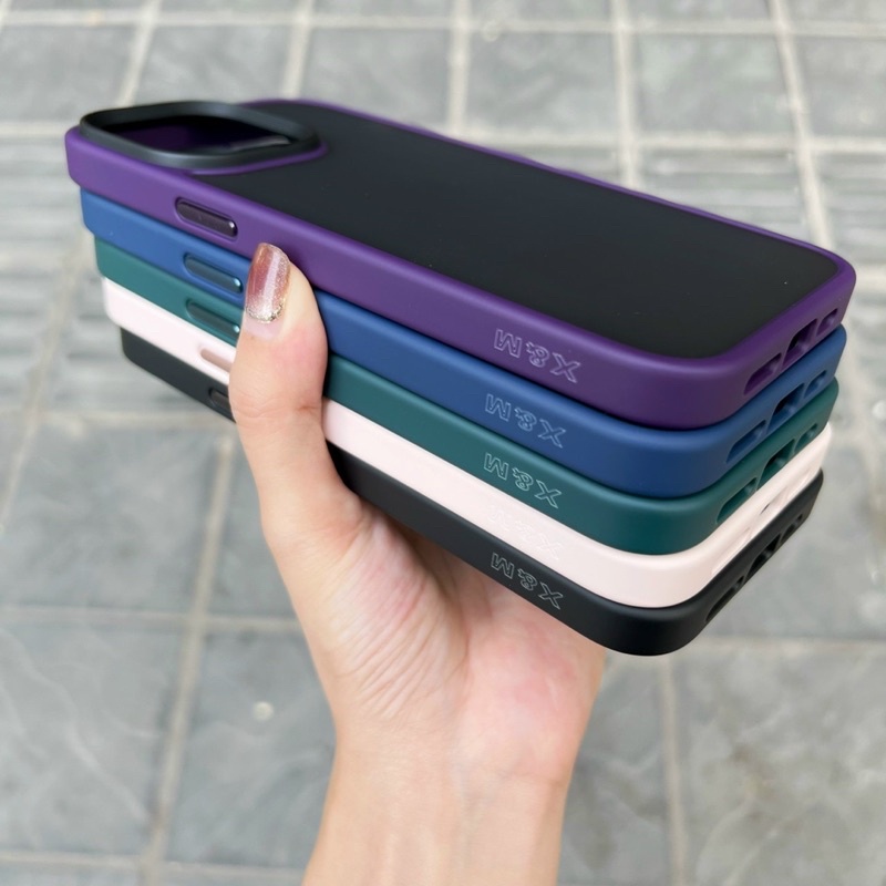 Ốp Lưng Nhám Viền Màu Iphone 14, 14 Max, 14 Pro, 14 Pro Max, 13 Pro Max, 12 Pro Max, 11 Pro Max Chống Bám Vân Tay