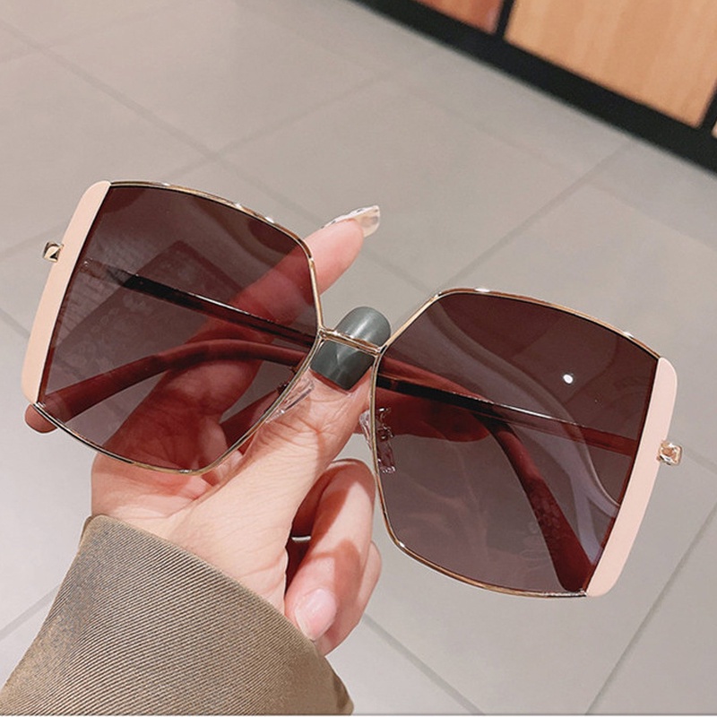 Kính Mát Gọng Vuông Kim Loại Chống Tia UV Thời Trang Cho Nữ