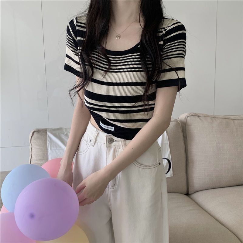 Áo Thun Tay Ngắn Hở Vai Màu Sắc Thời Trang Dành Cho Nữ