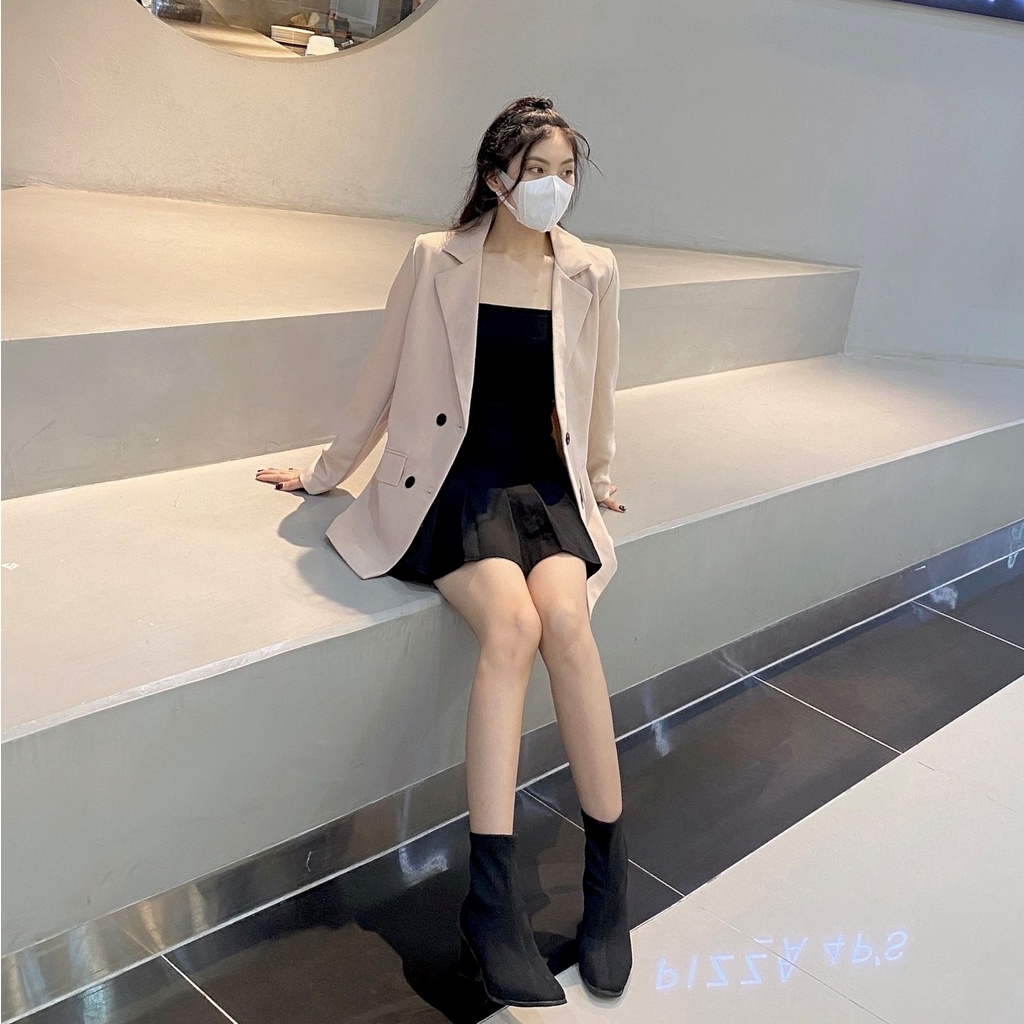 Áo blazer 2 lớp dài tay nhiều màu phong cách Hàn quốc Áo vest nữ khoác ngoài