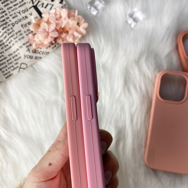 Ốp Điện Thoại Silicon Màu Hồng Cho iPhone 12 12Promax 13 13pro max 14 14pro max 14 plus