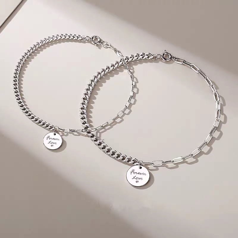 Lắc tay đôi bạc 925 CAO CẤP khối trụ có nam châm hút nhau - Twinkle Silver