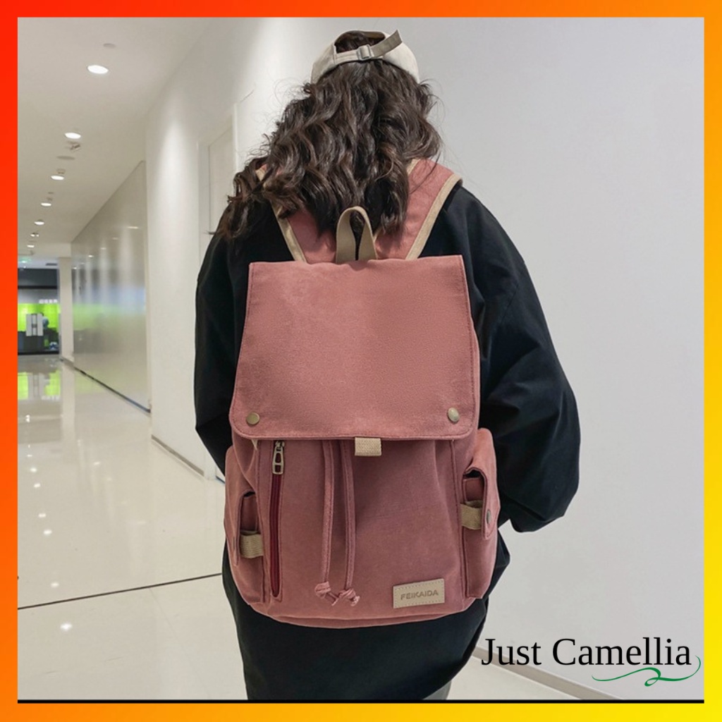 Balo Vải Polyester Canvas Cao Cấp JUST CAMELLIA JA029 thời trang du lịch cặp đi học laptop nam nữ unisex