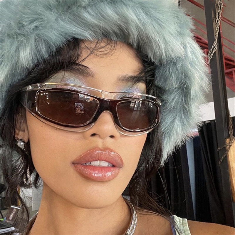 [Hàng Có Sẵn] Kính Mát Hình Chữ Nhật Phong Cách Steampunk Tương Lai Y2K Chống Nắng Ngoài Trời Cho Nam Và Nữ