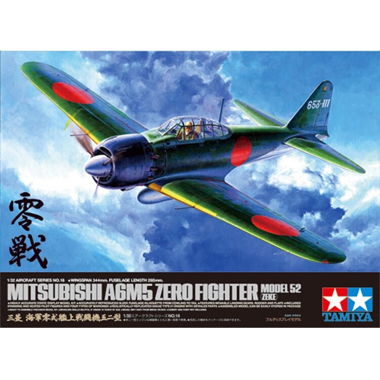 [TAMIYA] 60318 Mô hình máy bay quân sự 1/32 SCALE MITSUBISHI A6M5 ZERO FIGHTER MODEL 52 (ZEKE)