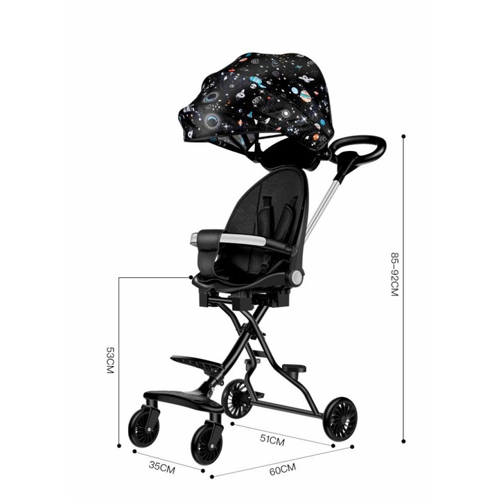 Xe Đẩy Gấp Gọn M8 2 Chiều 2 Tư Thế Hàng Kèm Đệm Và Mái Che