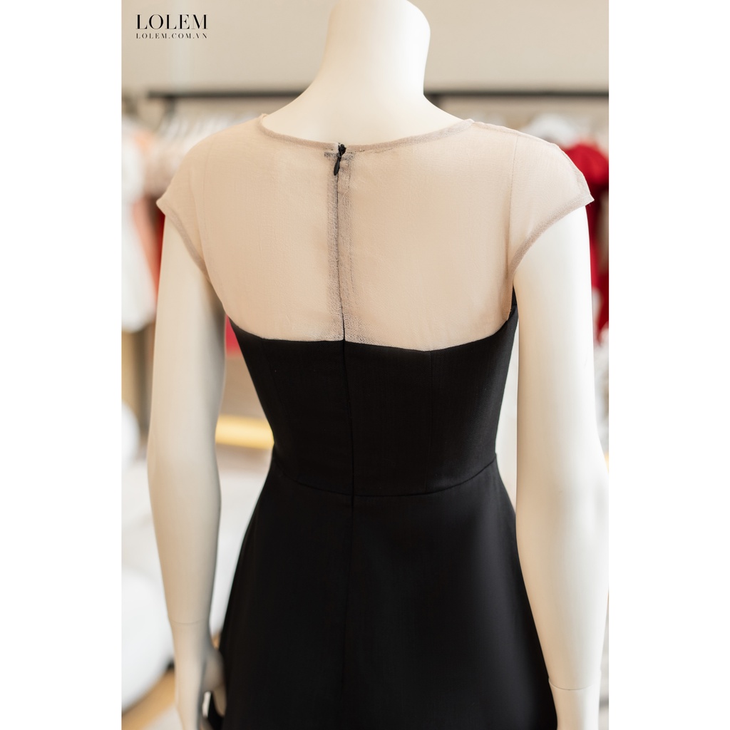 Đầm xòe dài LOLEM DX379 xoắn ngực vải linen thoáng mát phối đũi Hàn thấm hút nhanh