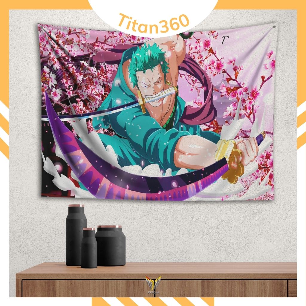 Tranh vải kim sa treo tường chủ đề Onepiece tổng hợp, vải decor treo tường trang trí nhà cửa siêu bền