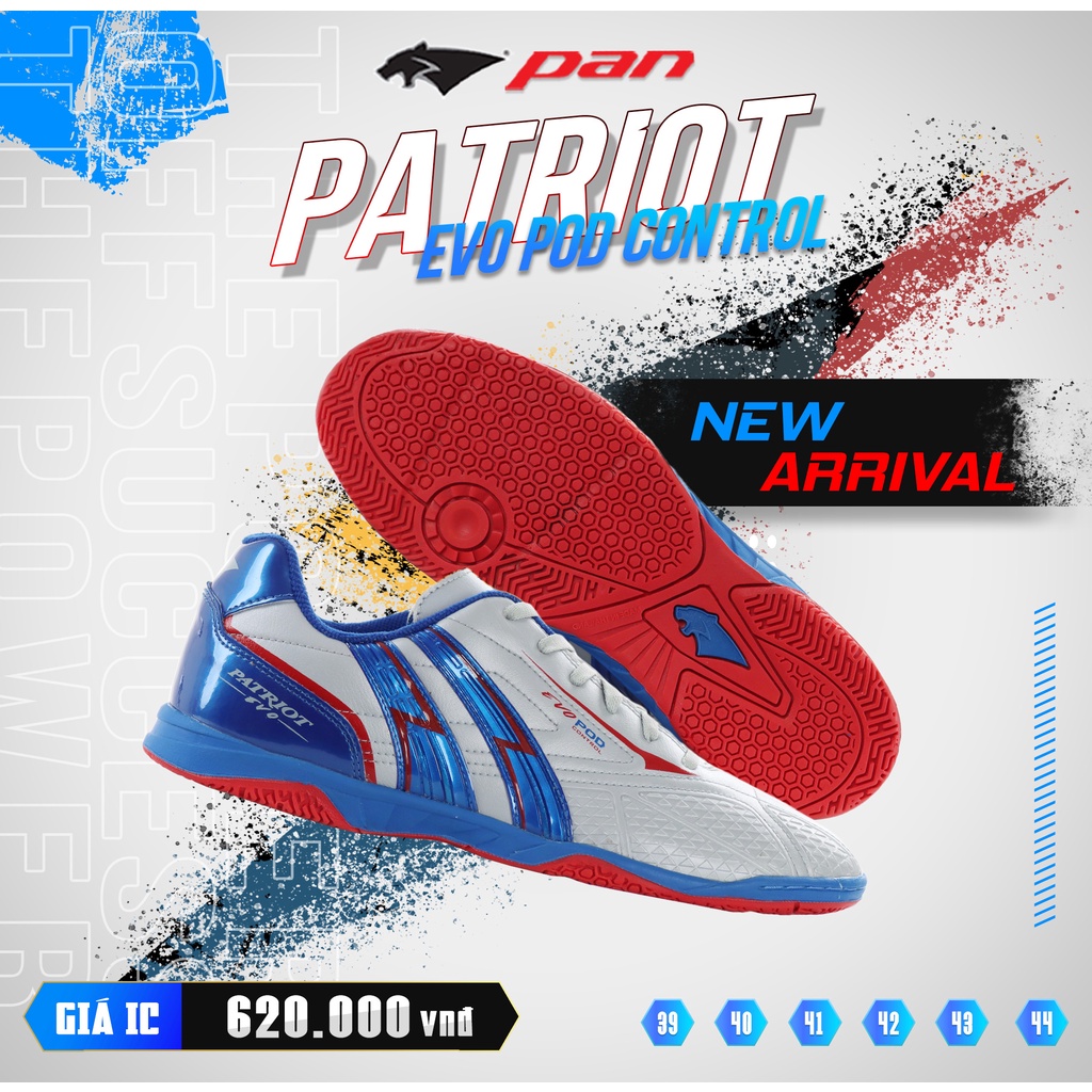Giày đá banh đế bằng sân futsal Pan Thailand Patriot Evo Pod Control IC