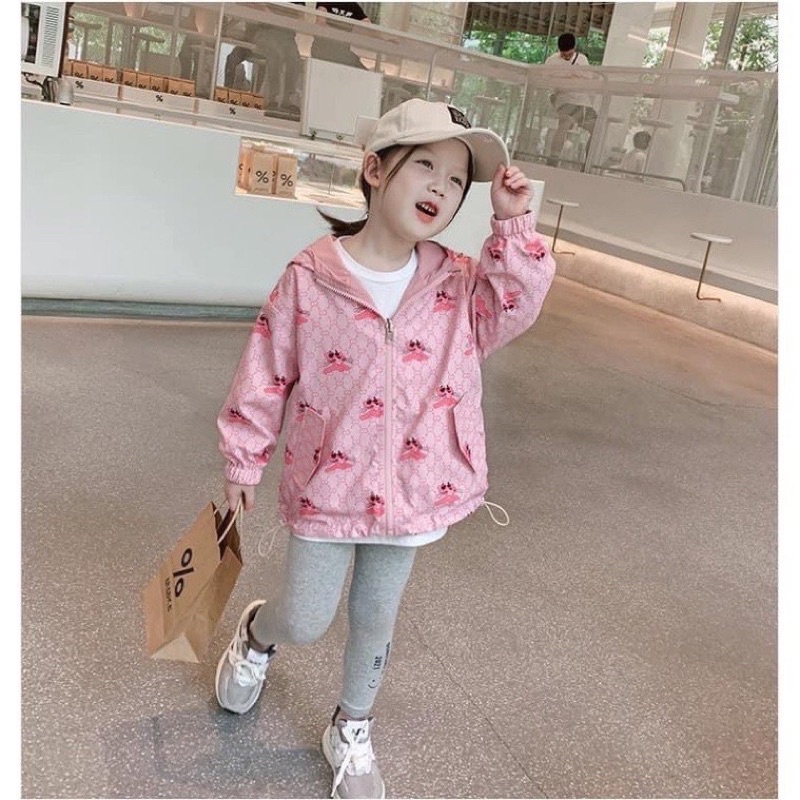 Áo gió báo hồng mặc 2 mặt cho bé gái