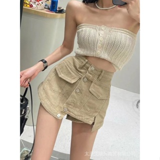 Chân Váy Denim Chữ A Miniskirt Thời Trang Mùa Hè 2022 Phong Cách Mới Cho Nữ