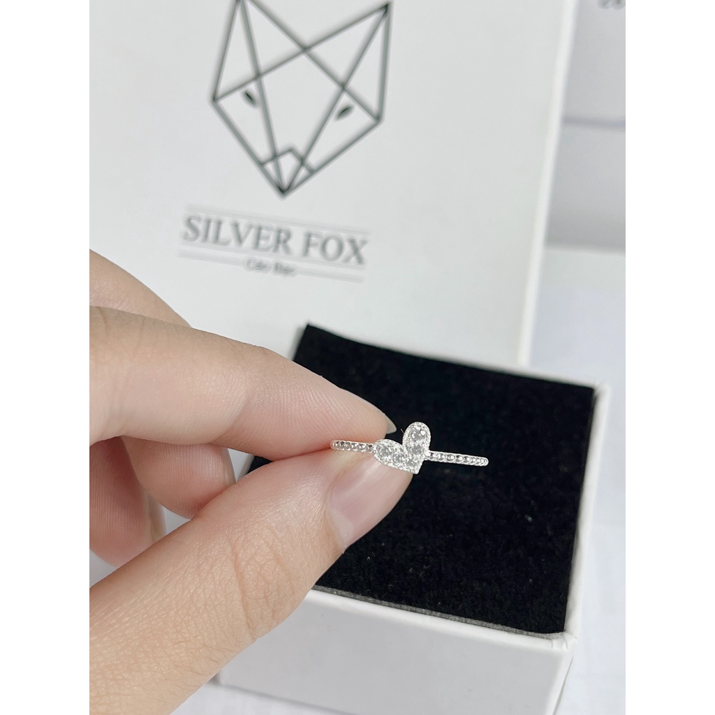 Nhẫn Bạc Ta Cao Cấp CaoBac Silver Thiết Kế Cạnh Xoắn Mặt TimTính Tế , Lấp Lánh, Mới Lạ Dành Tặng Riêng Cho Bạn Gái