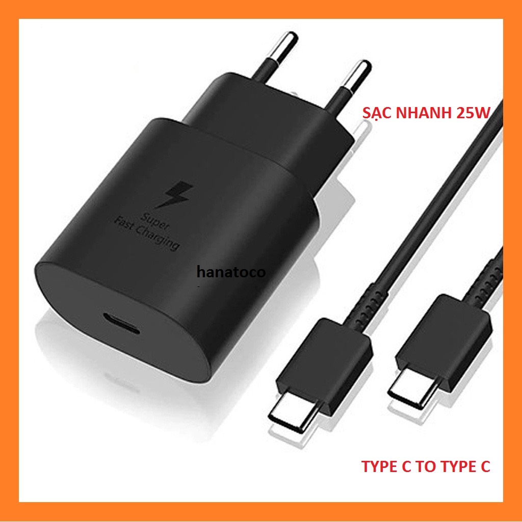 Bộ củ cáp sạc nhanh SamSung 15W, 25W Type C Cho Máy Note 8-20.. A50,51,70,71.. S10,20,21,22 Ultra, Bảo hành 24 tháng ]