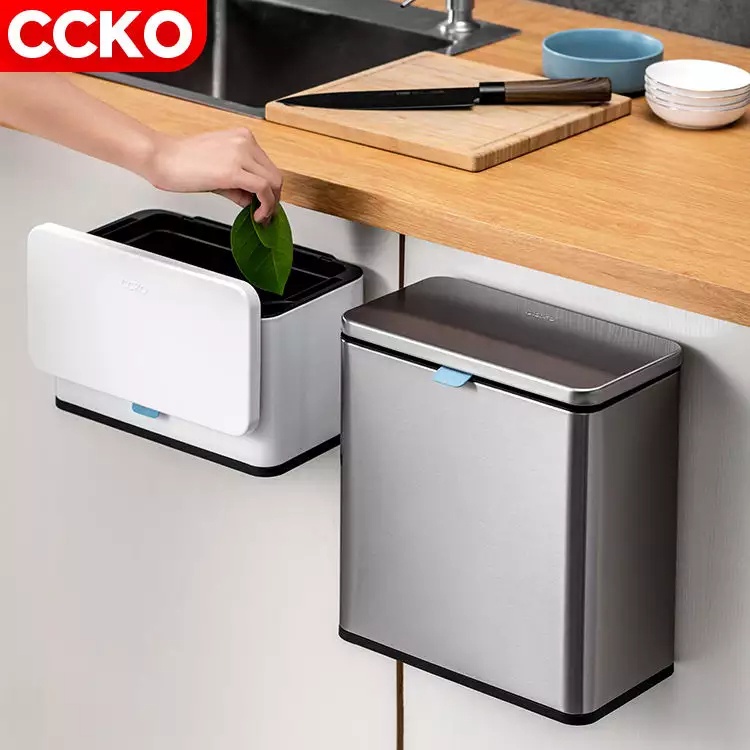 Thùng rác kiểu treo CCKO CK9943 inox 410 nhỏ gọn 3L, 6L tiết kiệm không gian tiện dụng vệ sinh