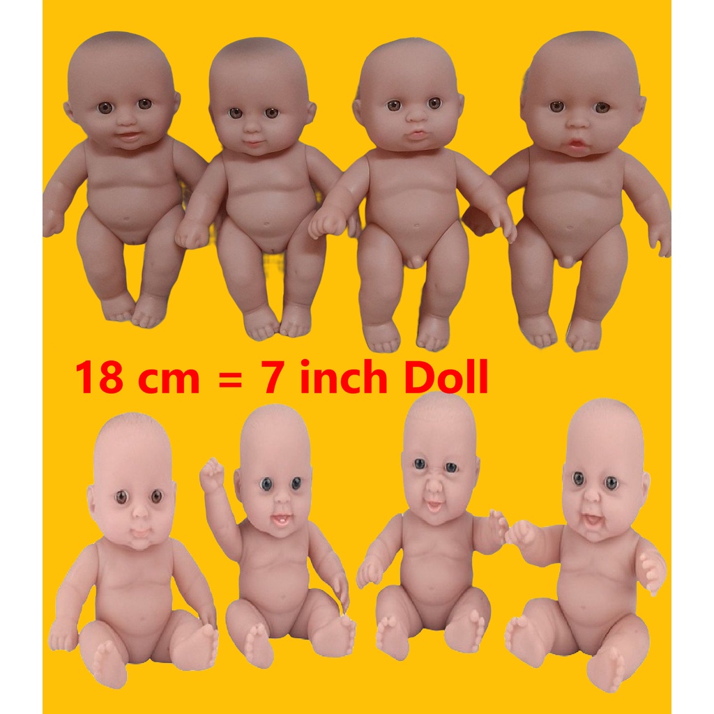 Búp Bê Tái Sinh Nhựa Mềm Em Bé Sơ Sinh mắt 3D 18 cm = 7 inch Vinyl Reborn Baby Doll Biểu cảm sống động như thật Dùng Làm