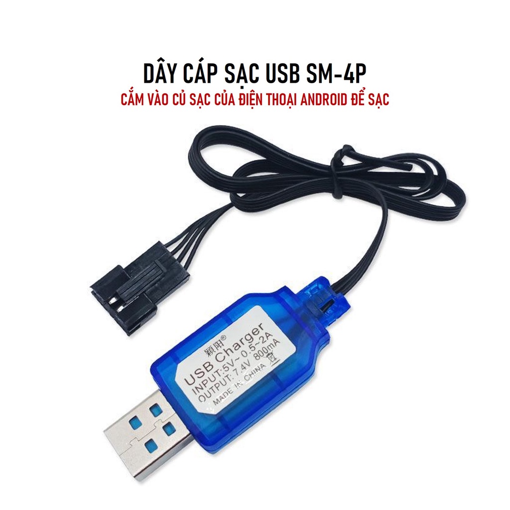 Pin UZI Thay Thế - Pin Sạc 18650 7.4V 2000mAh SM-4P - Đồ Chơi Tương Lai