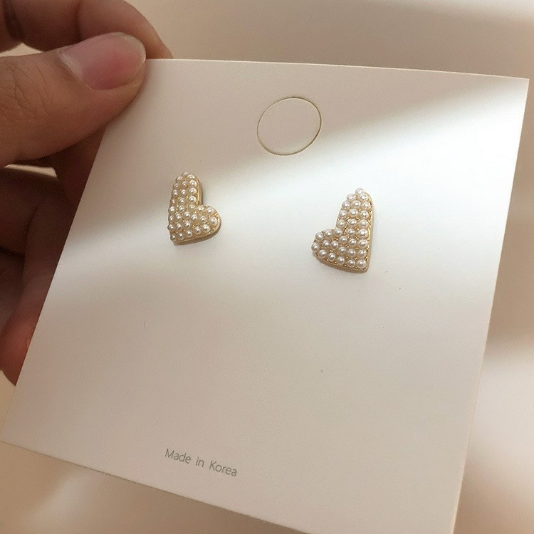 Khuyên Tai Hình Trái Tim Nhỏ Đính Hạt Ngọc Trai Cá Tính Và Cá Tính