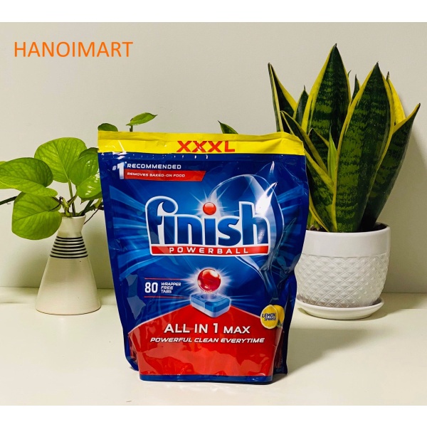 Combo Viên rửa bát Finish All in hộp 90 viên + Nước làm bóng Finish 400ml + Tặng 4 viên Finish