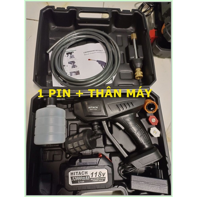 MÁY RỬA XE CẦM TAY DÙNG PIN -118V – HITACH CHÍNH HÃNG