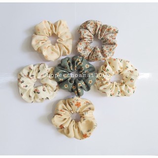 Dây cột tóc vải Scrunchies hoa nhí vintage nhiều màu