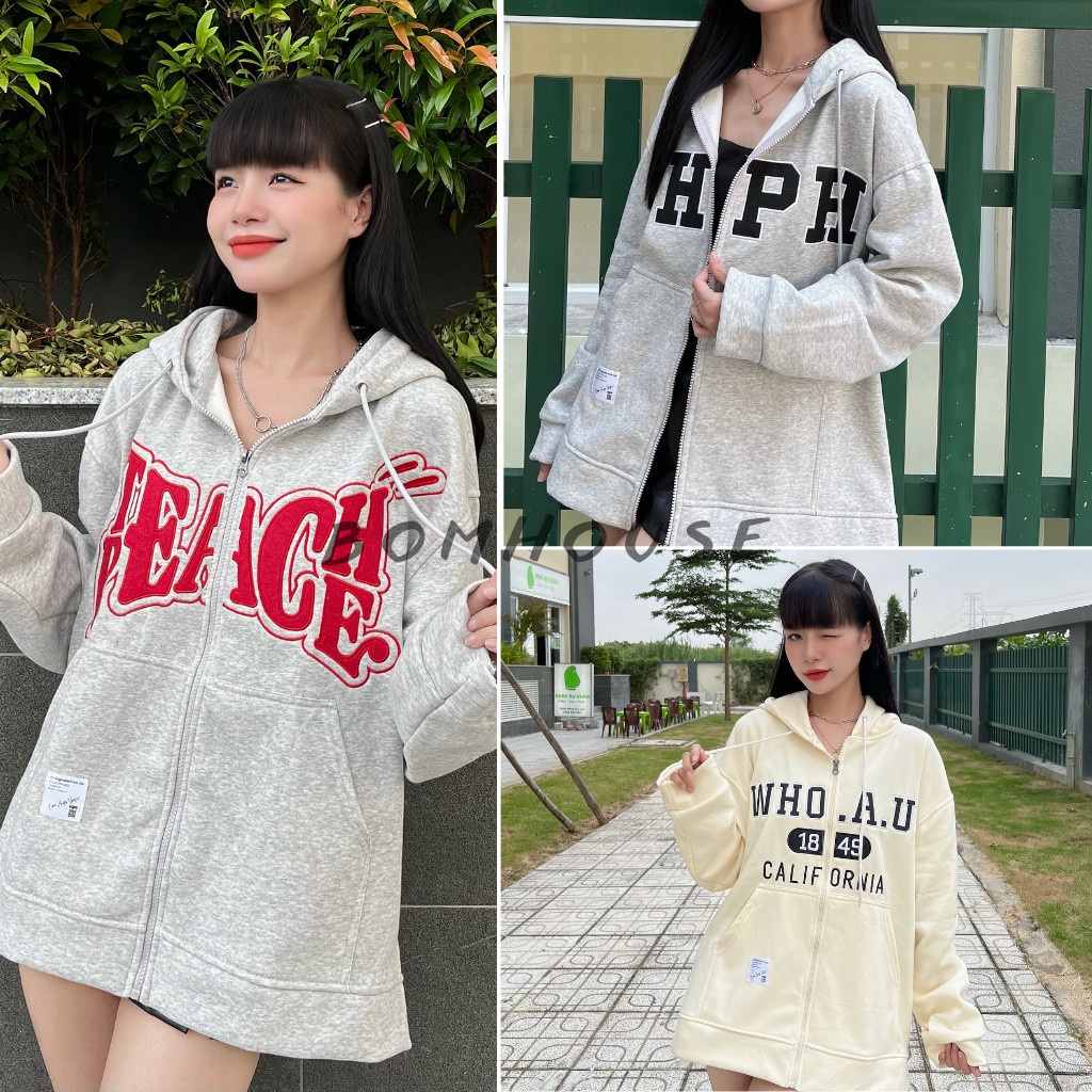 Áo Hoodie Zip PEACH Form Rộng Nam Nữ Unisex