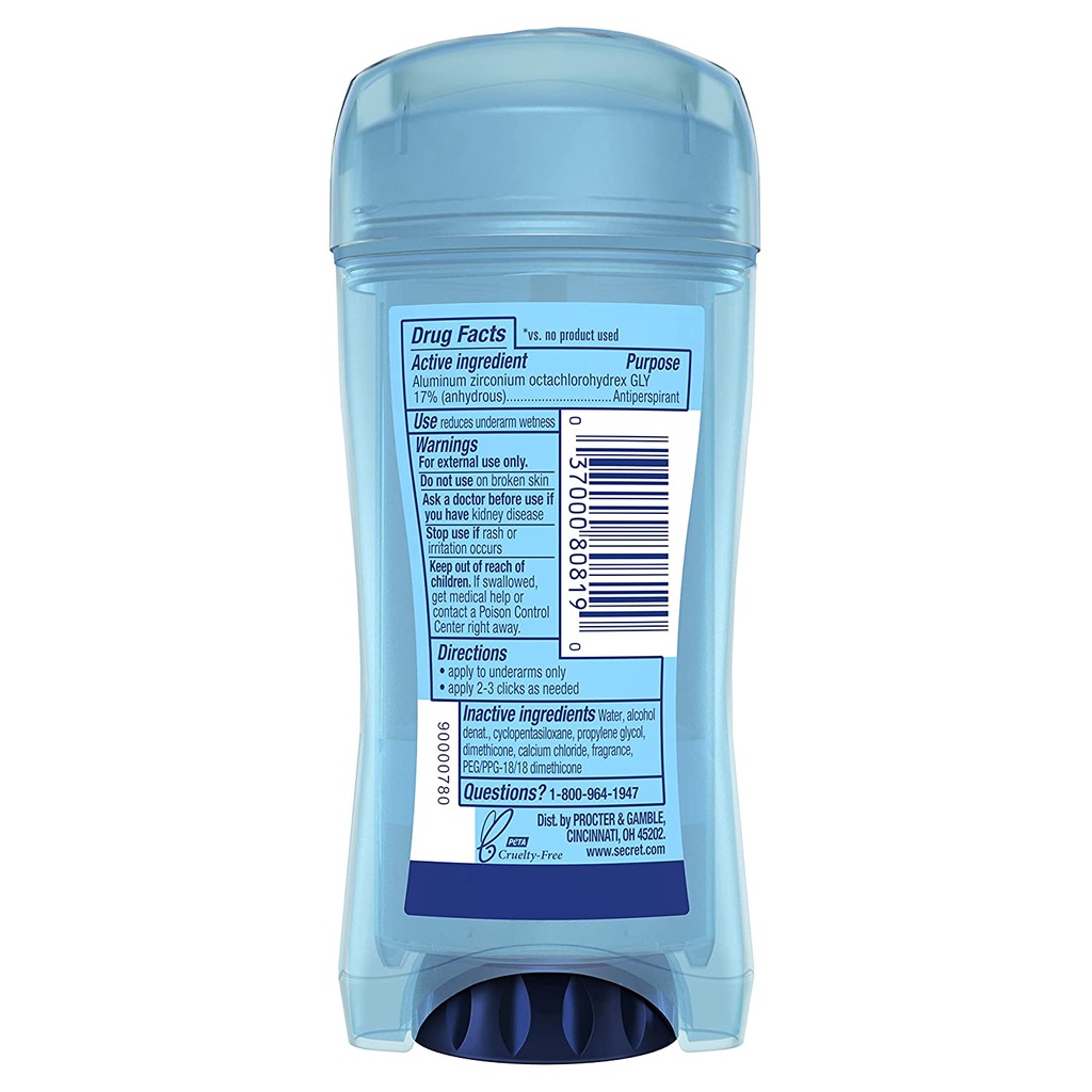 Gel khử mùi SECRET Mỹ giảm tiết mồ hôi  khô thoáng cho nữ