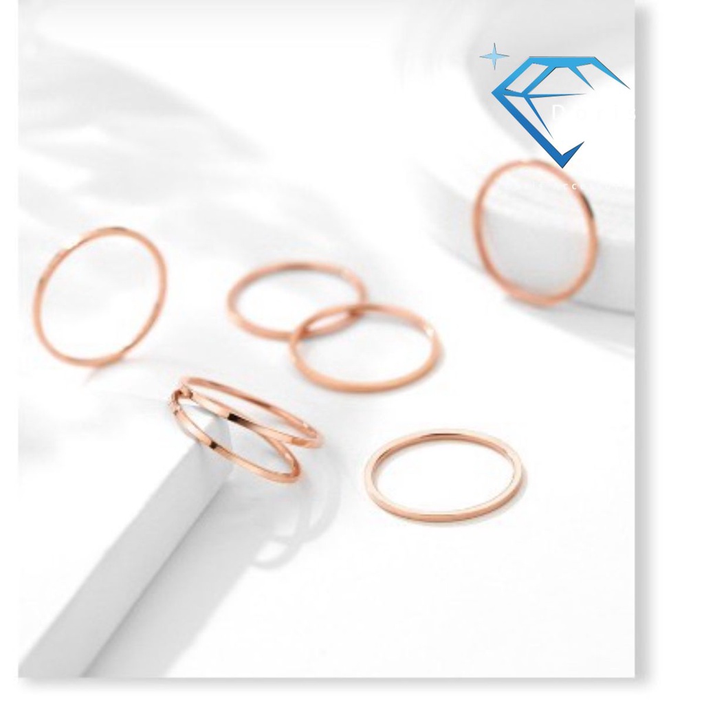 Nhẫn nữ Doris titan mảnh trơn Gold / Silver / Rose Gold TT5693 DIY