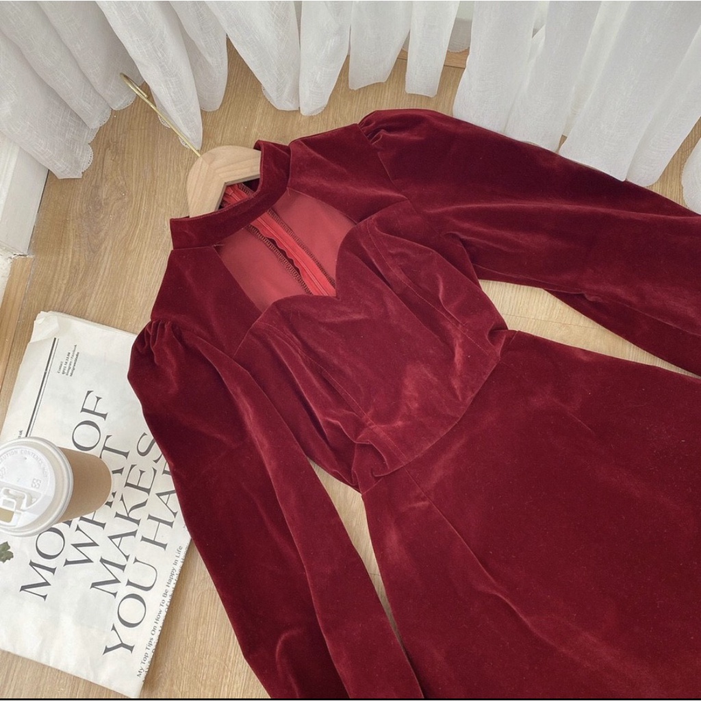 Váy giáng sinh noel - Váy nhung tay bầm khoét ngực siểu xinh cho các nàng đi chơi min_shop_1512