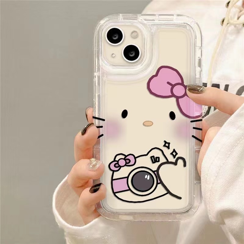 Ốp Điện Thoại TPU Silicone Mềm Trong Suốt Chống Sốc In Hình Hello Kitty Cho IPhone 14 13 12 11 Pro Max XS XR X 8 7 6S Plus