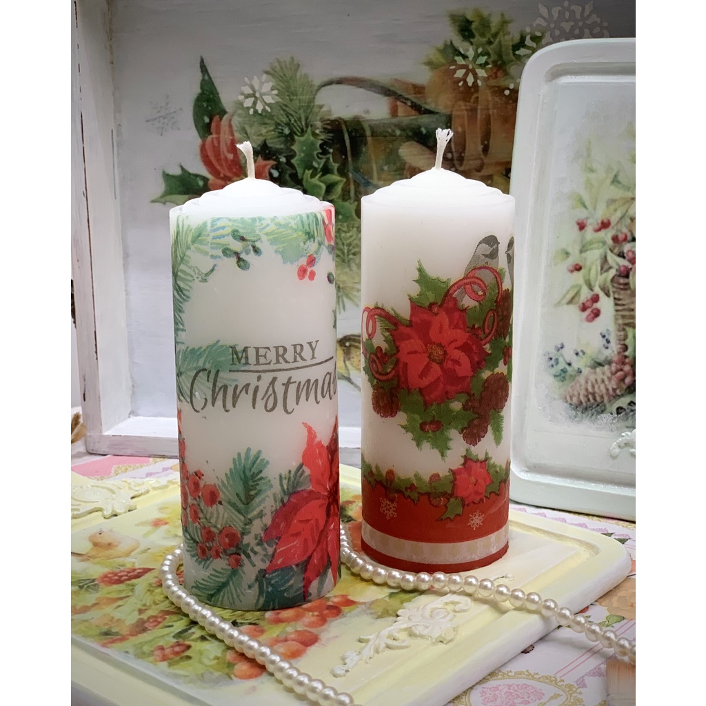 Nến trụ tròn - Nến decor giáng sinh