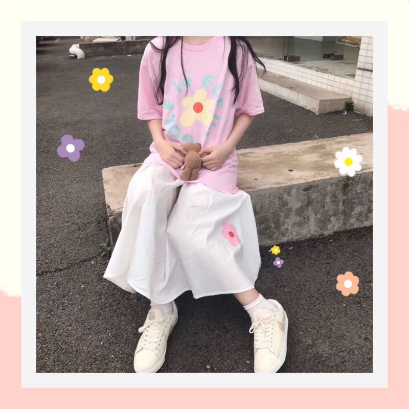 Chân váy dài hoạ tiết cute hàn quốc,chân váy dáng xoè dễ thương 15