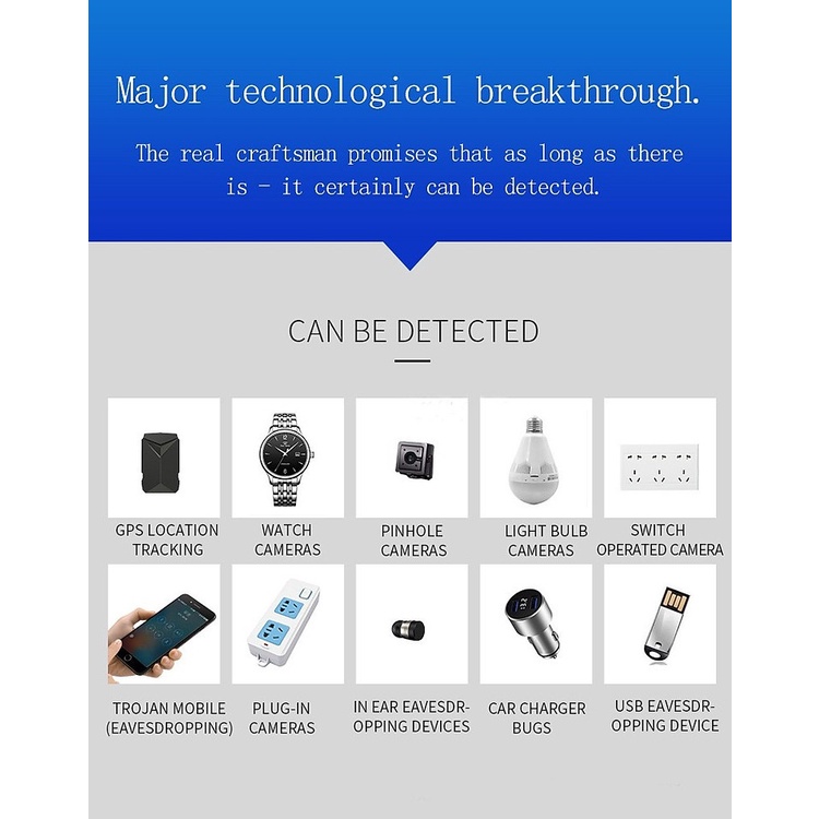 Máy Dò Phát Hiện Theo Dõi Camera, GPS, Định Vị Detector HUITIAN WT09